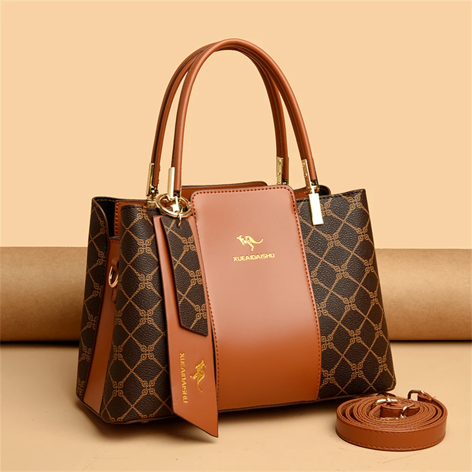 Luxury Handbag Fashion Print Large Capacity Soft Leather Women Shoulder Crossbody Bag Leisure Designer Ladies Purses and Handbag