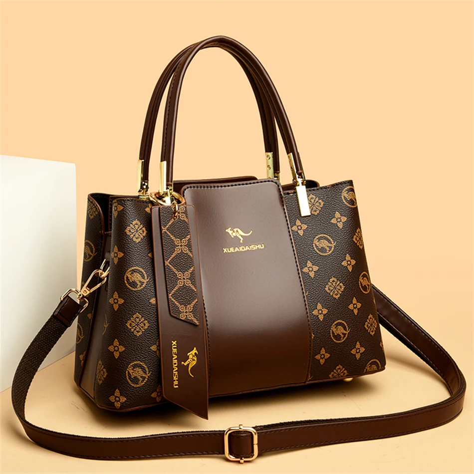 Luxury Handbag Fashion Print Large Capacity Soft Leather Women Shoulder Crossbody Bag Leisure Designer Ladies Purses and Handbag