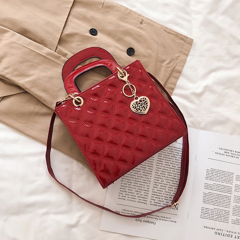 Women Handbag Classic Square Totes Hand Bag Luxury Brand Women Bags Bright Leather Shoulder Bags For Women Bolsa Faminia