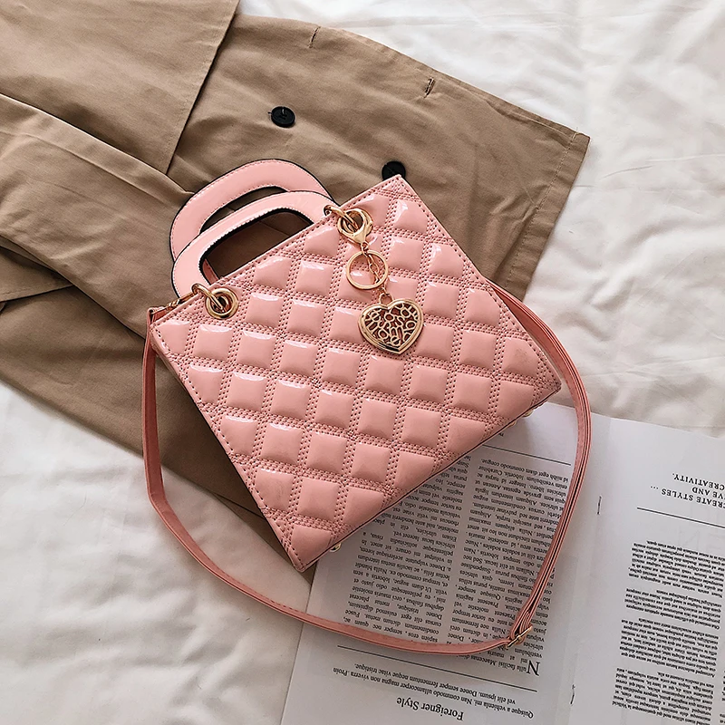 Women Handbag Classic Square Totes Hand Bag Luxury Brand Women Bags Bright Leather Shoulder Bags For Women Bolsa Faminia