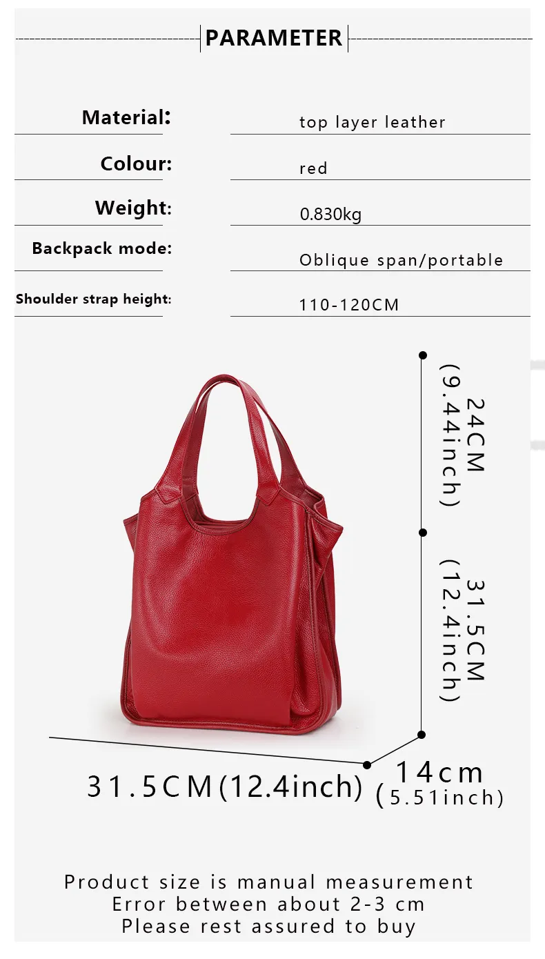 Top layer cowhide bag, large capacity women's shoulder bag, spring and summer new fashionable soft leather tote bag, women's bag