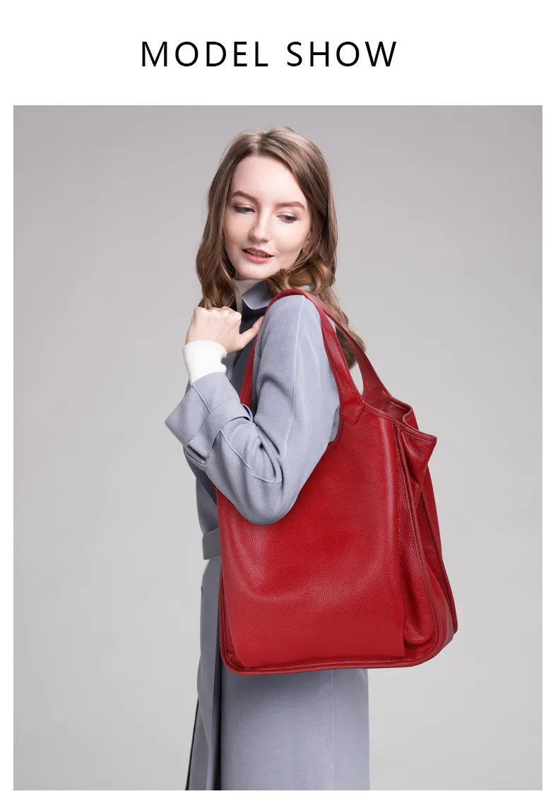 Top layer cowhide bag, large capacity women's shoulder bag, spring and summer new fashionable soft leather tote bag, women's bag