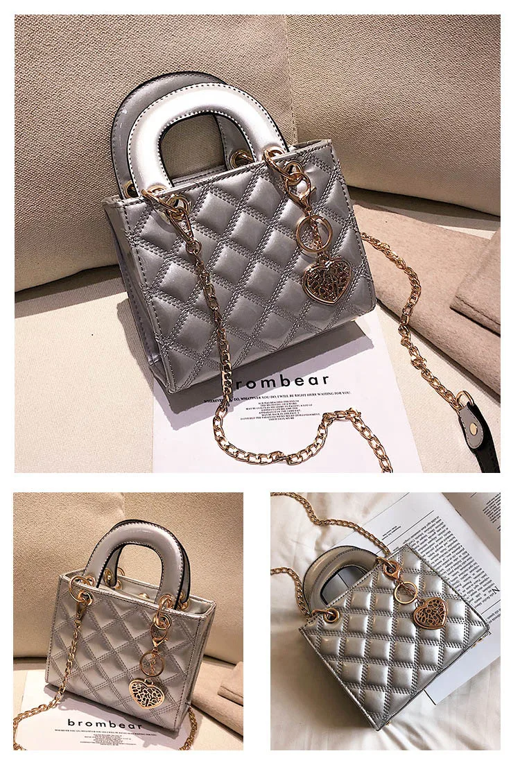 High Quality Designer Women Shoulder Bag Brand Luxury Handbag Clutch Diamond Stripe Chain Crossbody Bag Female Travel Hand Purse