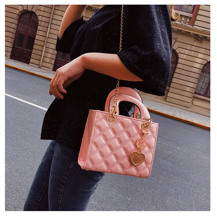 High Quality Designer Women Shoulder Bag Brand Luxury Handbag Clutch Diamond Stripe Chain Crossbody Bag Female Travel Hand Purse