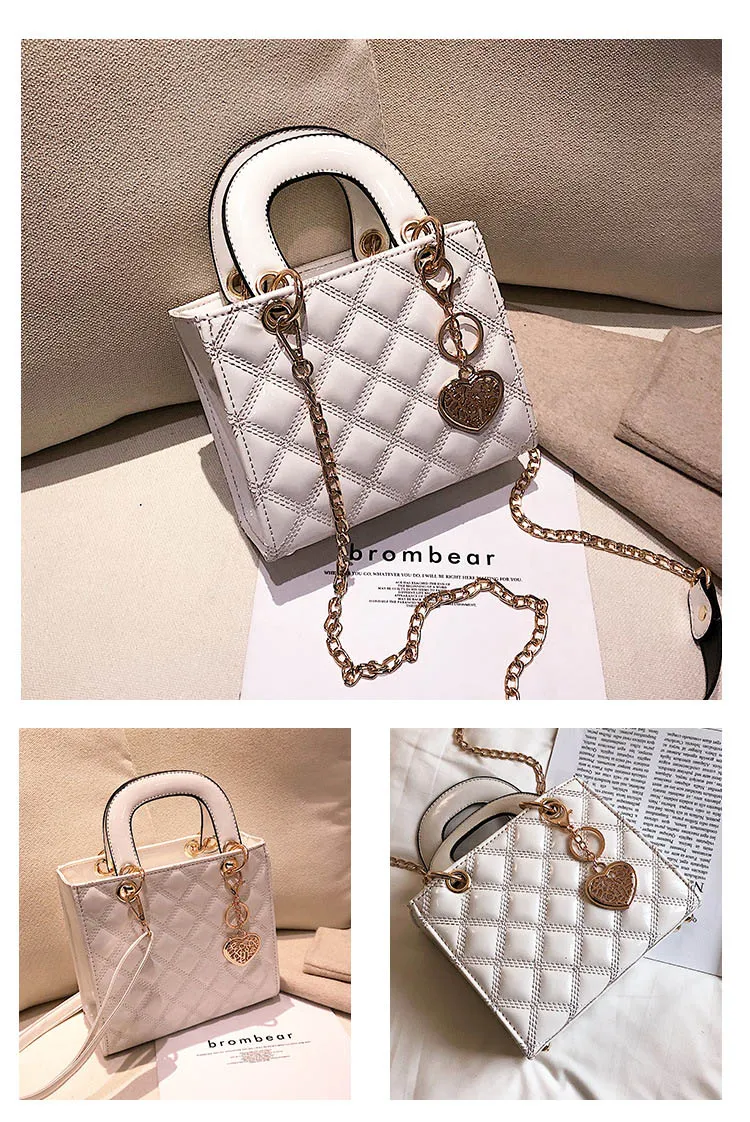 High Quality Designer Women Shoulder Bag Brand Luxury Handbag Clutch Diamond Stripe Chain Crossbody Bag Female Travel Hand Purse