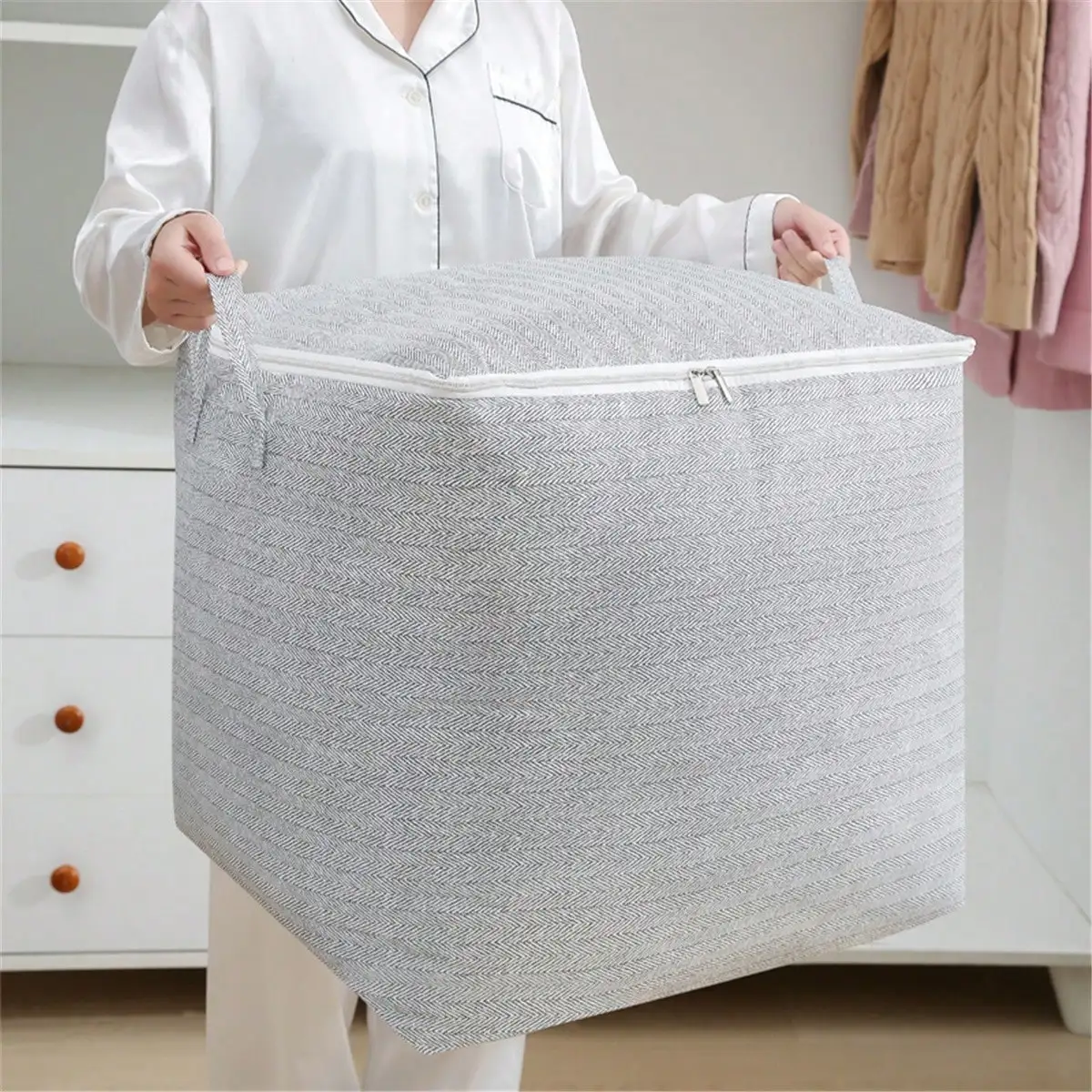 Clothes Quilt Dust Bag With Handle Foldable Moistureproof Large Capacity Storage Bag With Lids Moving Storage Packing Quilt Bag