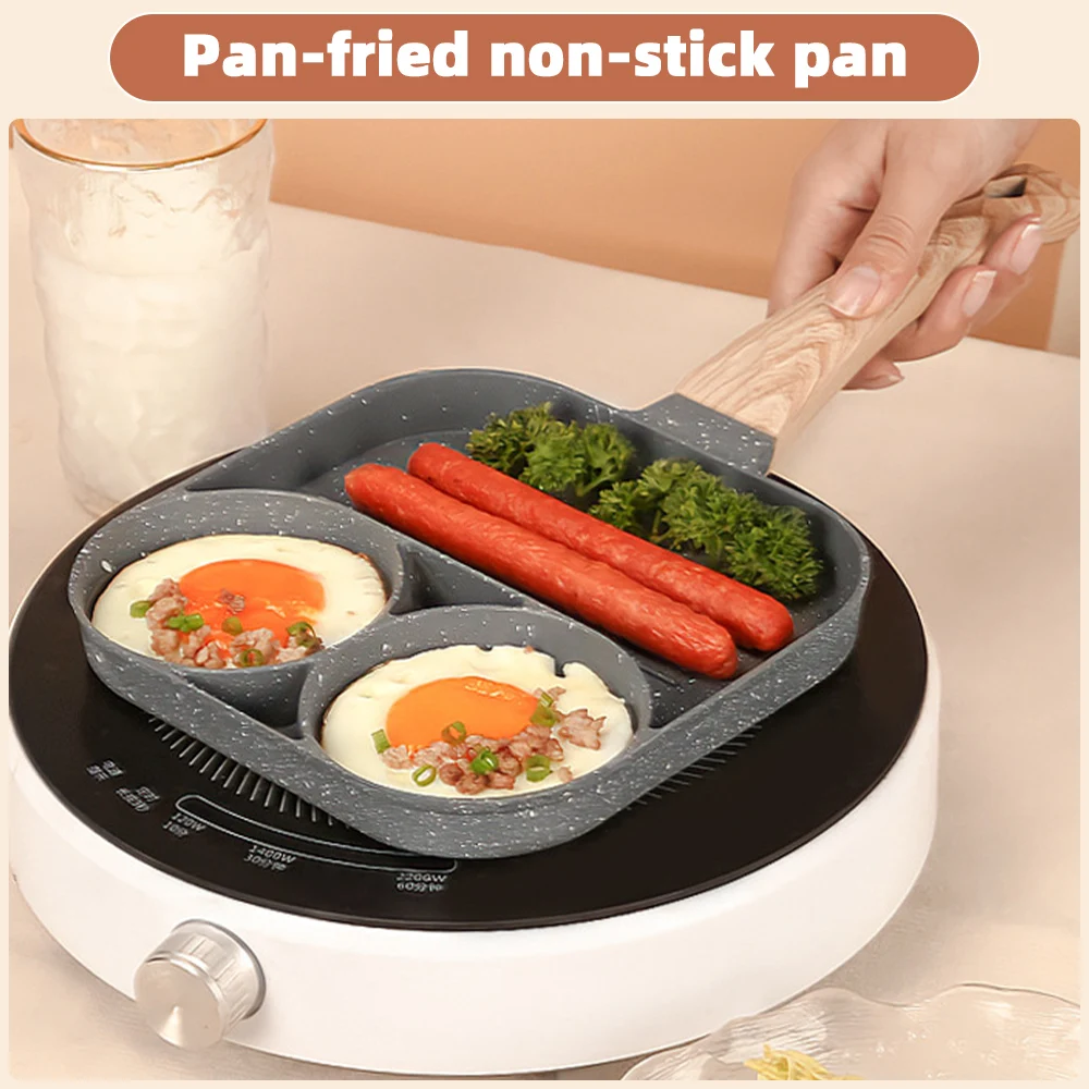 2/4-Hole Frying Pot Pan Thickened Omelet Pan Non-stick Egg Pancake Steak Pan Cooking Egg Ham Pans Dual Purpose Cookware Pan