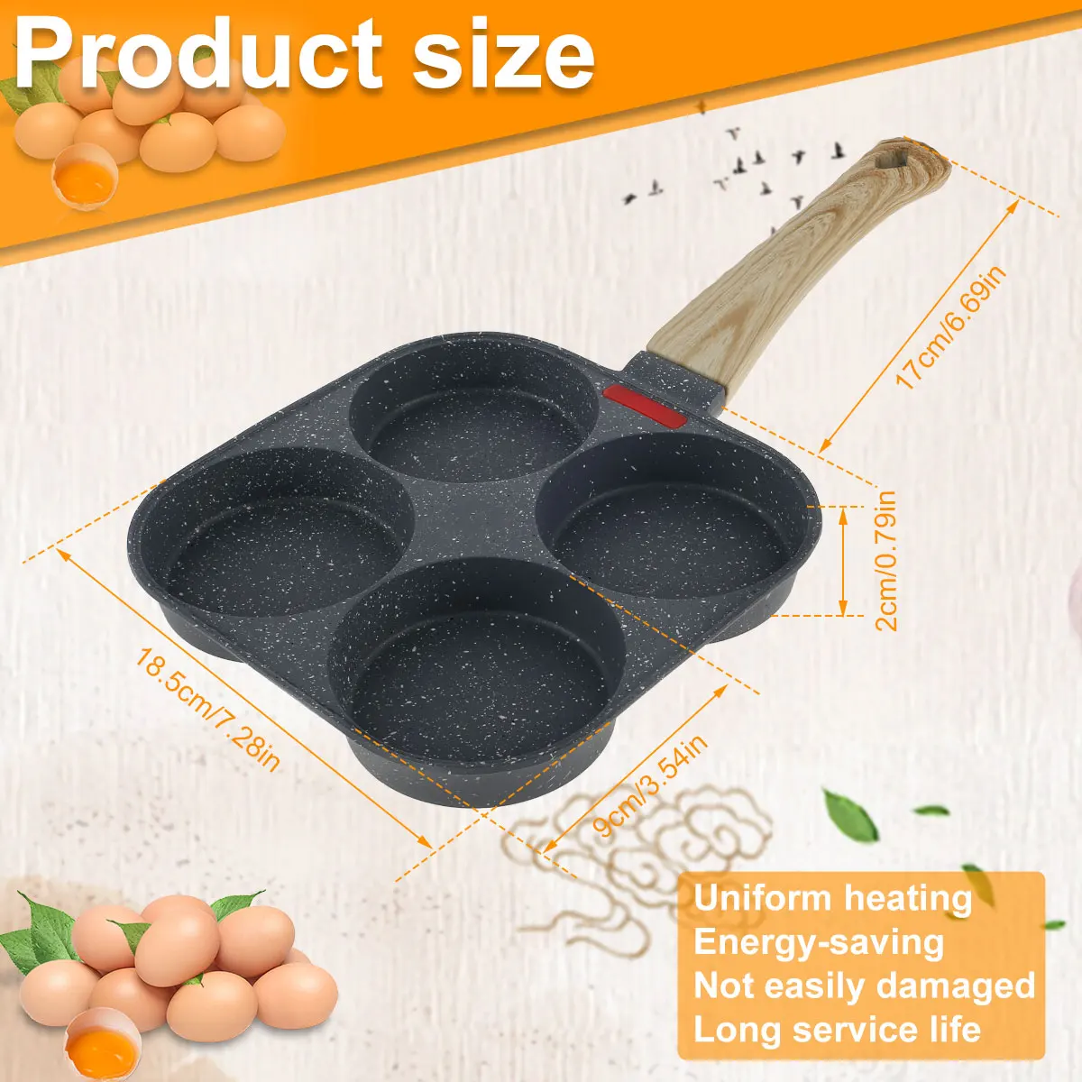 Egg Frying Pan Set Aluminum Nonstick Mini Egg Cooker Omelet Pan 4 Cups Egg Frying Pan Egg Burger Breakfast Frying Pan