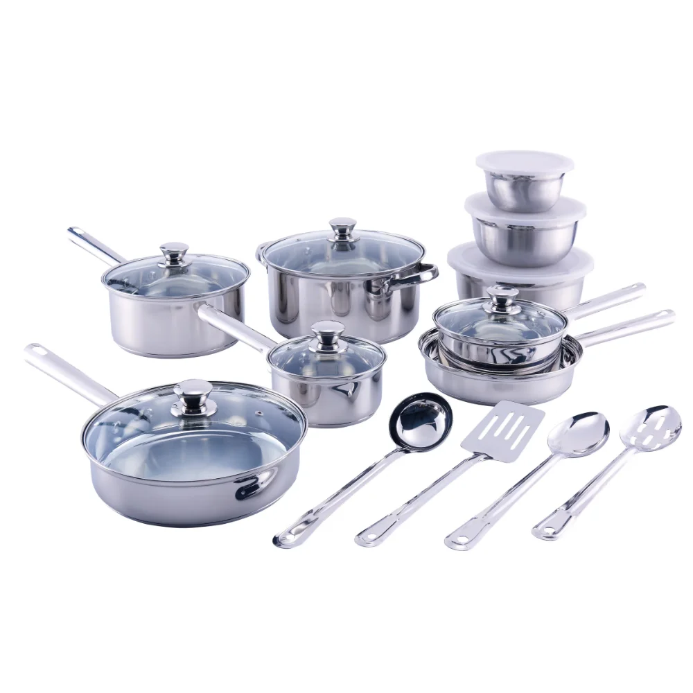 Mainstays Stainless Steel 10-Piece Cookware Set Cooking Pots Set  Pots and Pans Set Kitchen Cookware Set