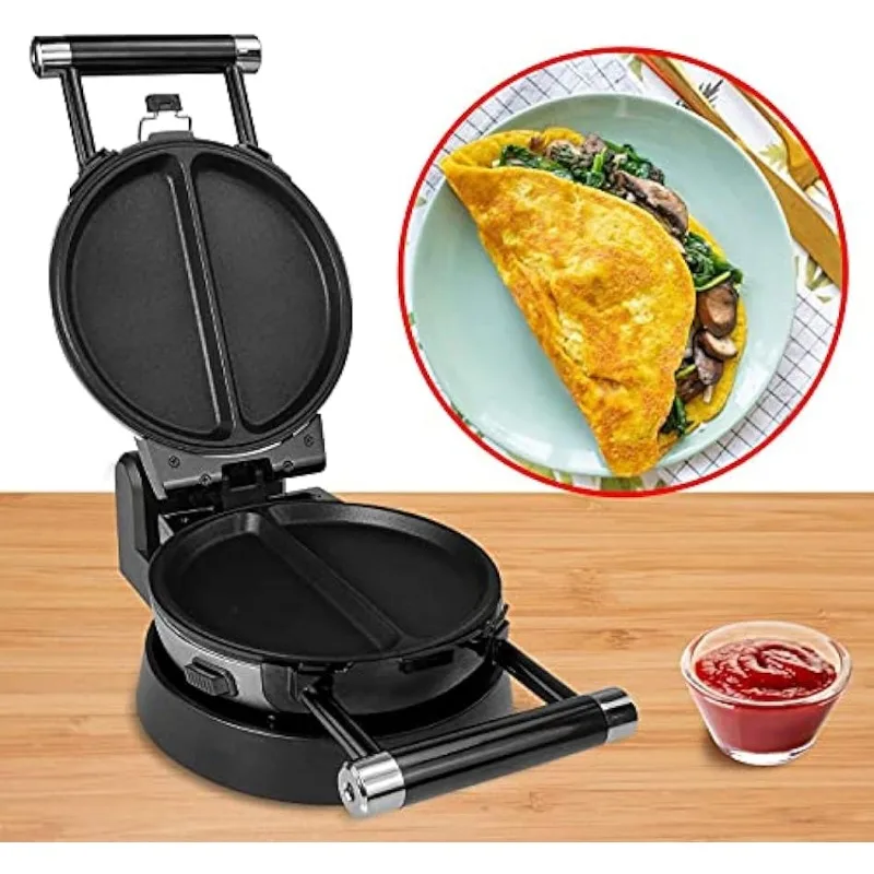 3-in-1 Waffle, Omelet, Egg Waffle Maker, 3 Removable Nonstick Baking Plates, Upgraded 360 Rotating Belgian Maker