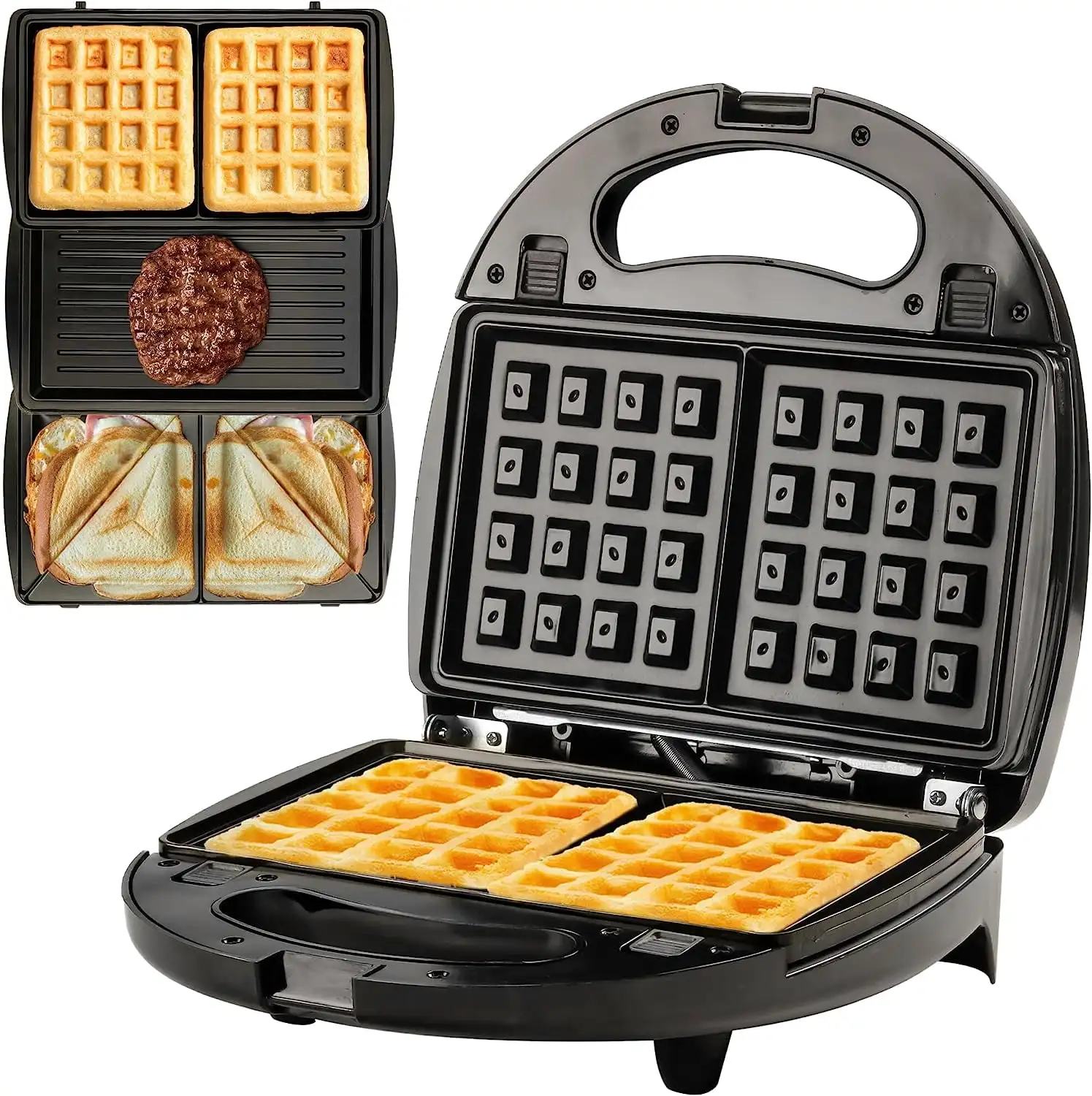 3 in 1 Electric Sandwich Maker  Panini Press Grill Non Stick Plates