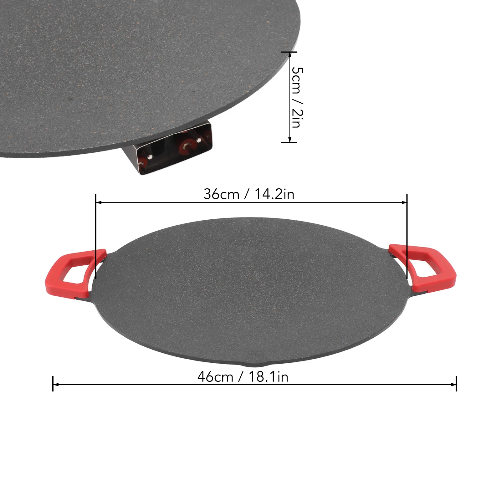 Korean Grill Pan Electric Round Comal BBQ Griddle Plate with Non Stick Coating AU Plug 220V Black