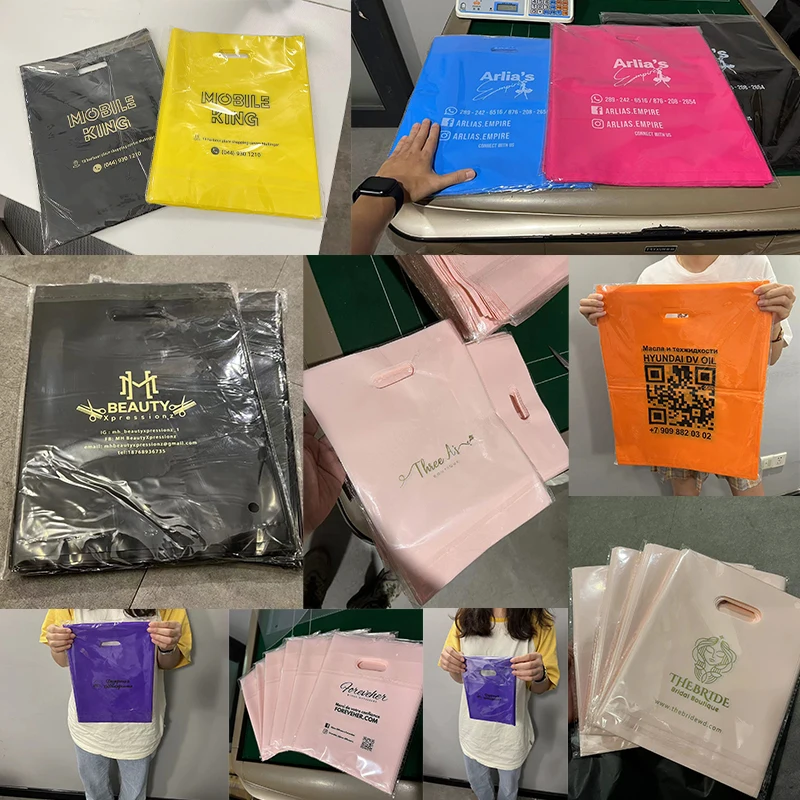 200Pcs/lot Print One Color Logo on One Side Advertising Gift Bags Packaging Bags for Small Business Customize Logo Personal Bags