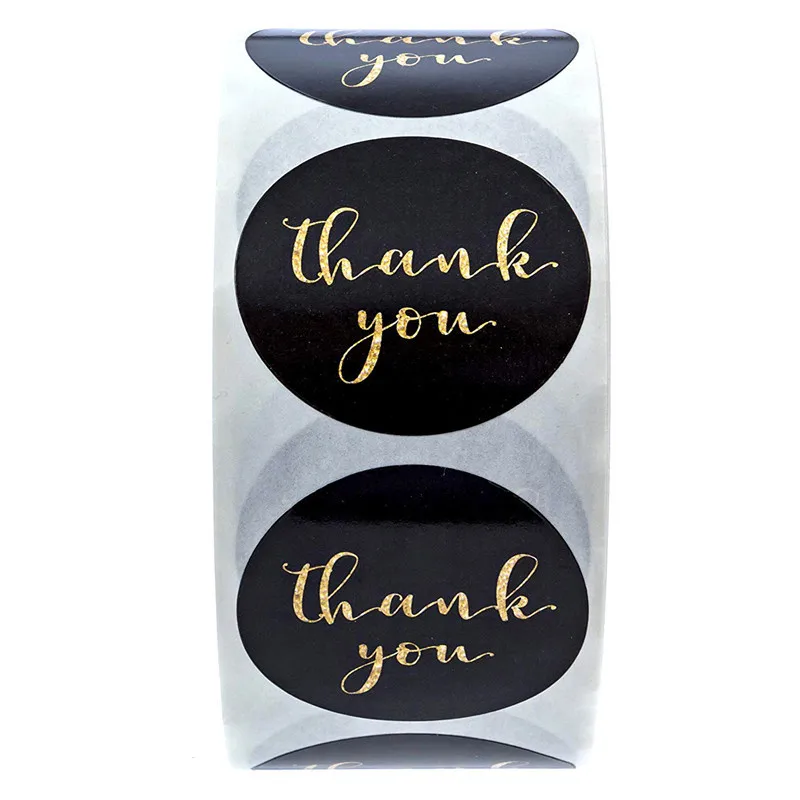 500pcs Round Labels Kraft Paper Thank You Sticker Dragees Candy Bag Flower Gift Box Cake Boxes and Packaging Wedding Stickers