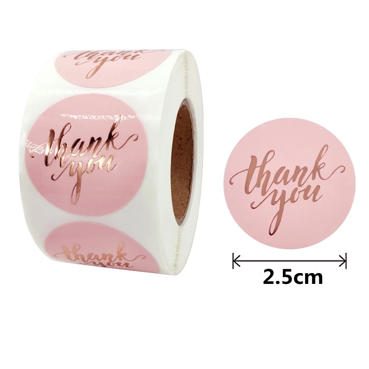 500pcs Round Labels Kraft Paper Thank You Sticker Dragees Candy Bag Flower Gift Box Cake Boxes and Packaging Wedding Stickers