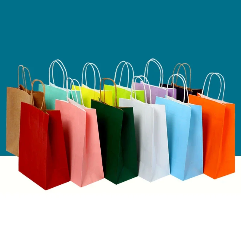 10/30/50pcs Holiday Party Gift Bag with Handle Jewelry Shopping Bag Christmas Valentine's Day Marriage Gift Colored Paper Bag
