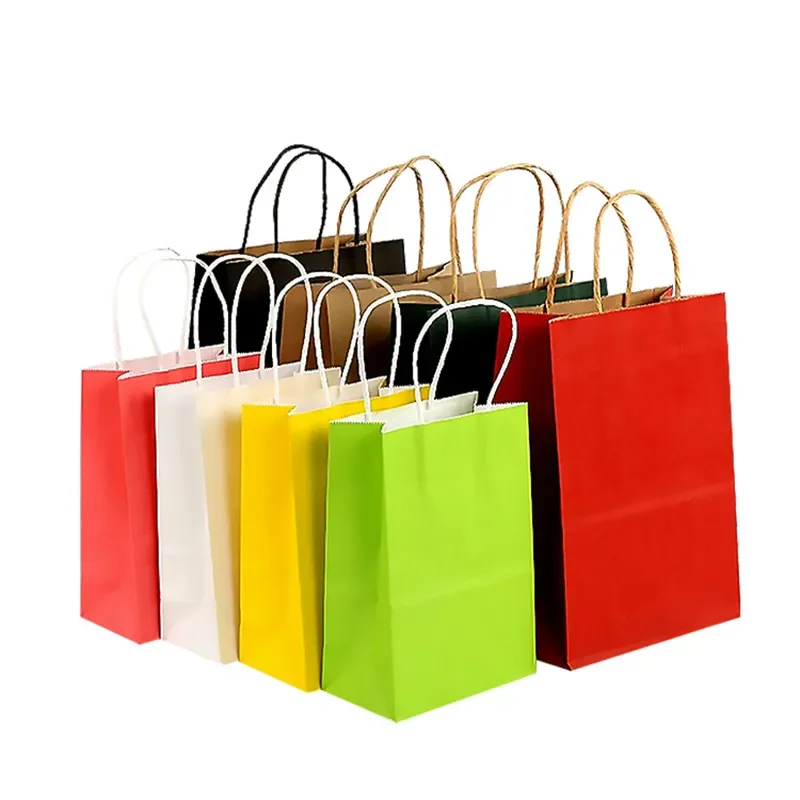 10/30/50pcs Holiday Party Gift Bag with Handle Jewelry Shopping Bag Christmas Valentine's Day Marriage Gift Colored Paper Bag