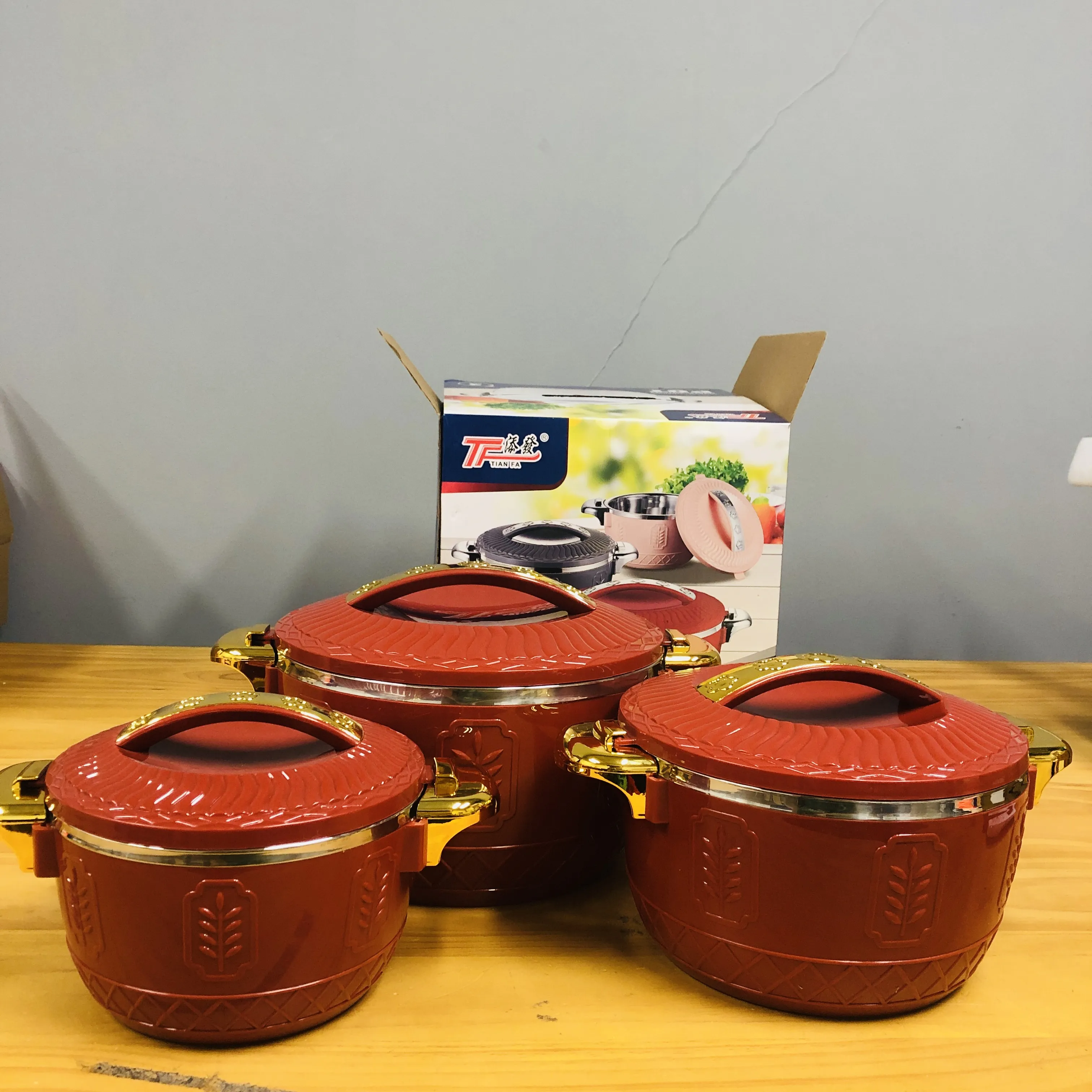 3 Pcs/Set 2.5/4.5/6.5 Liter Food Warmer Lunch Box Hot Pot Ramadan  Event Party Insulated