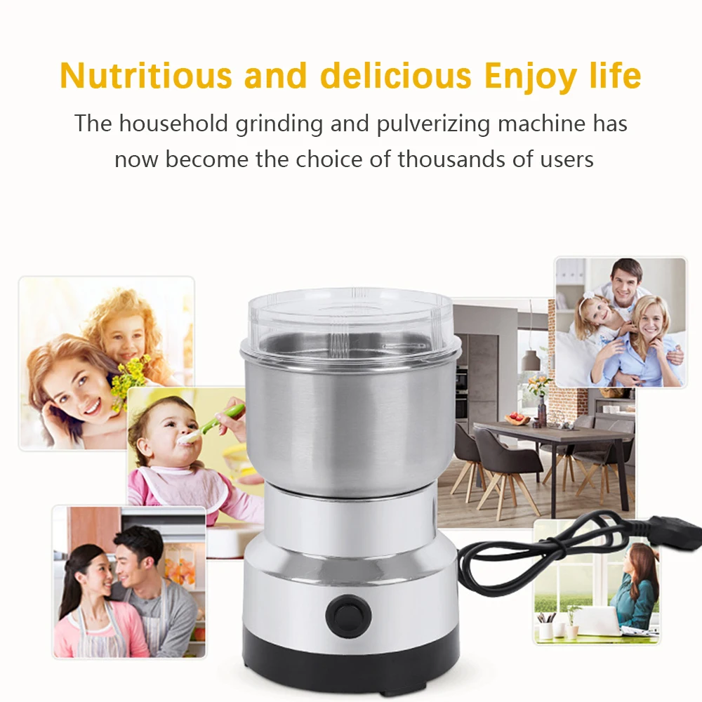 Grinder Household Mini Stainless Steel Electric Pulverizer Four Edged Blade 150W High Power Ultrafine Coffee Triturator