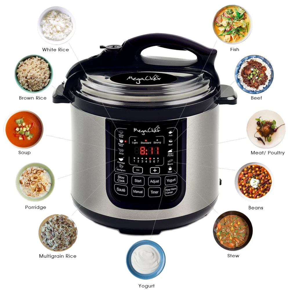8 Quart Electric Pressure Cooker With 13 Pre-set Multi Function Features