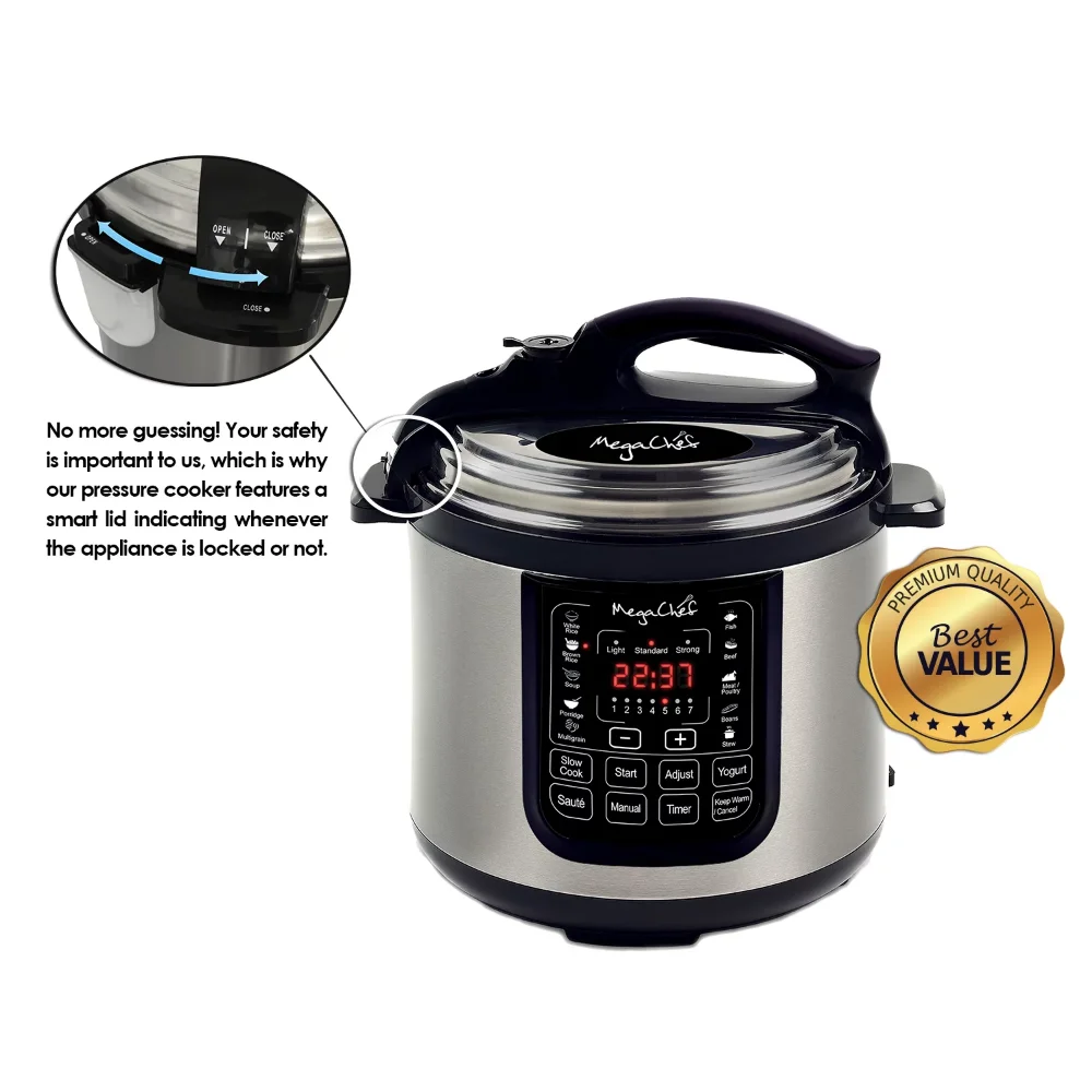 8 Quart Electric Pressure Cooker With 13 Pre-set Multi Function Features