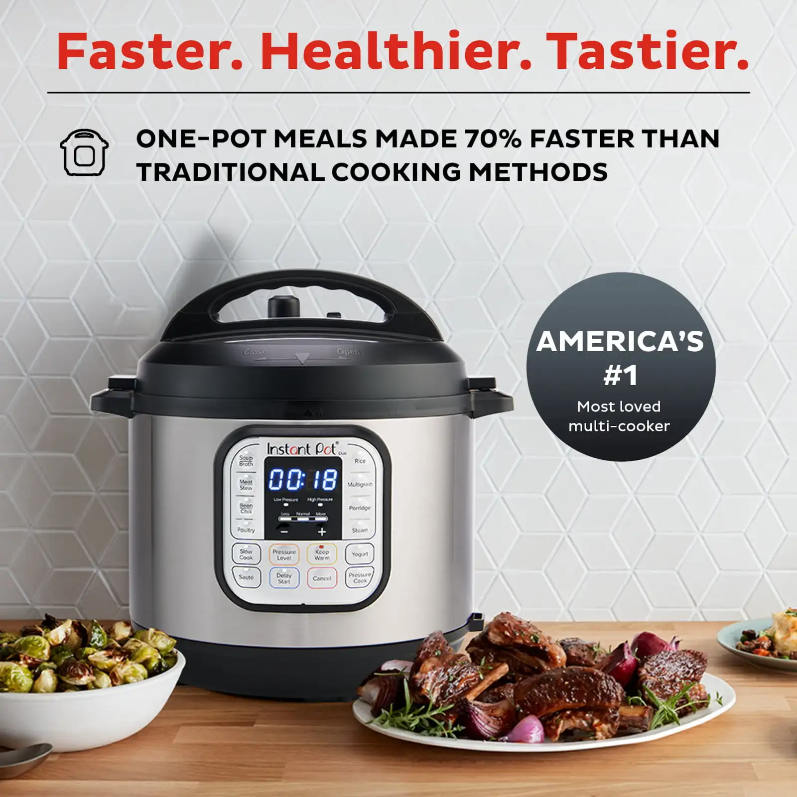 Instant Pot Duo 6-Quart 7-in-1 Electric Pressure Cooker with Easy-Release Steam Switch , Slow Cooker, Rice Cooker, Steamer,
