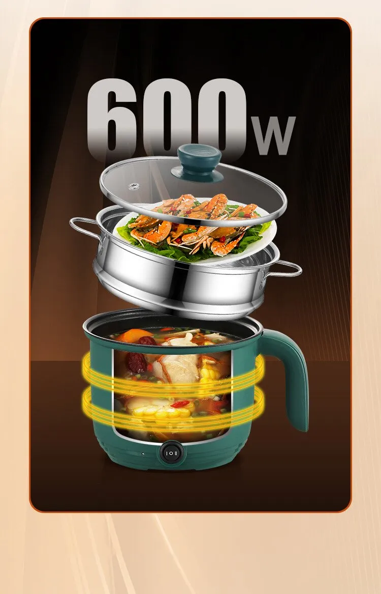 1.5L Capacity Mini Home Cooking Pot Multifunctional Rice Cooker Non Stick Pan Safety Material Potable Stockpot Utility Electrice