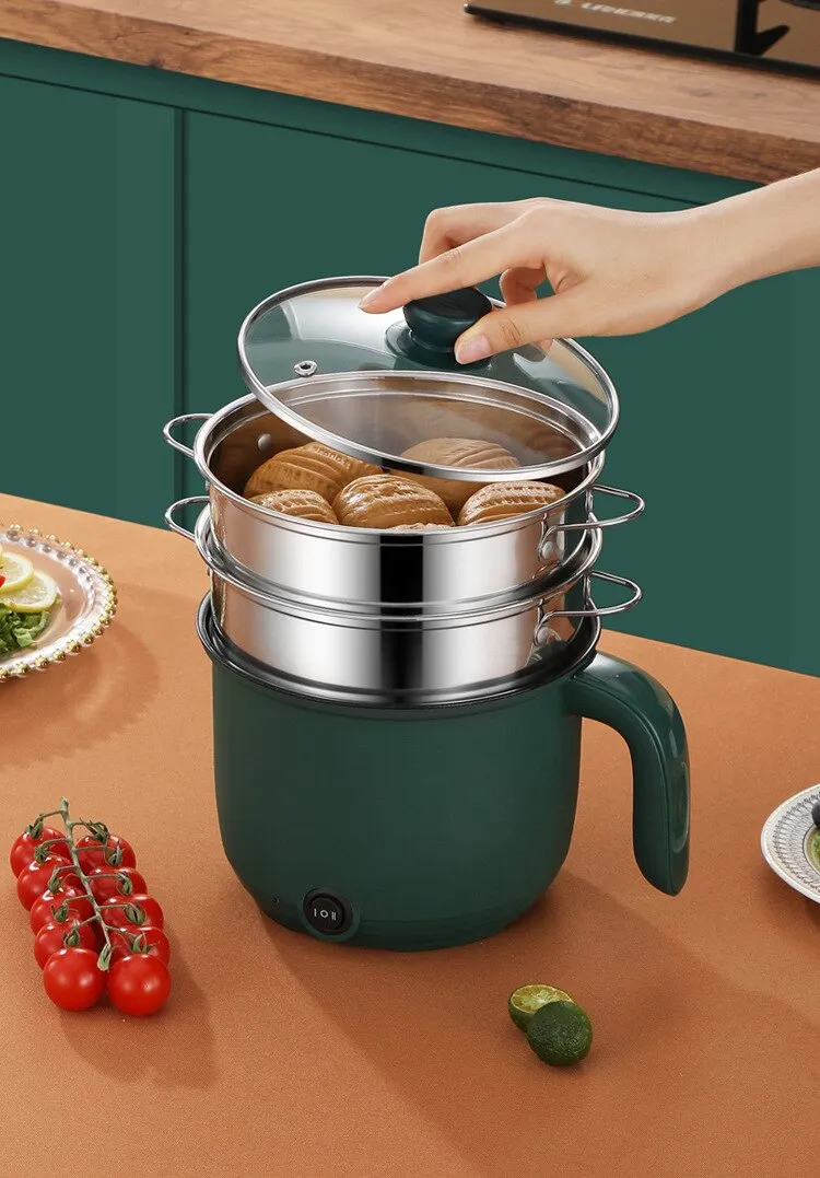 1.5L Capacity Mini Home Cooking Pot Multifunctional Rice Cooker Non Stick Pan Safety Material Potable Stockpot Utility Electrice