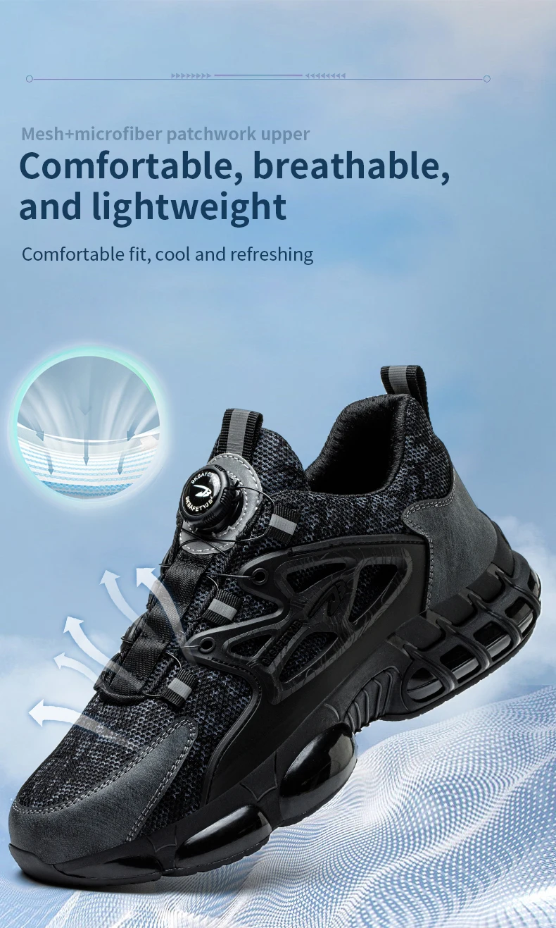 Fashion Safety shoes lightweight work shoes men work safety sneakers puncture proof indestructible shoes rotating button shoes