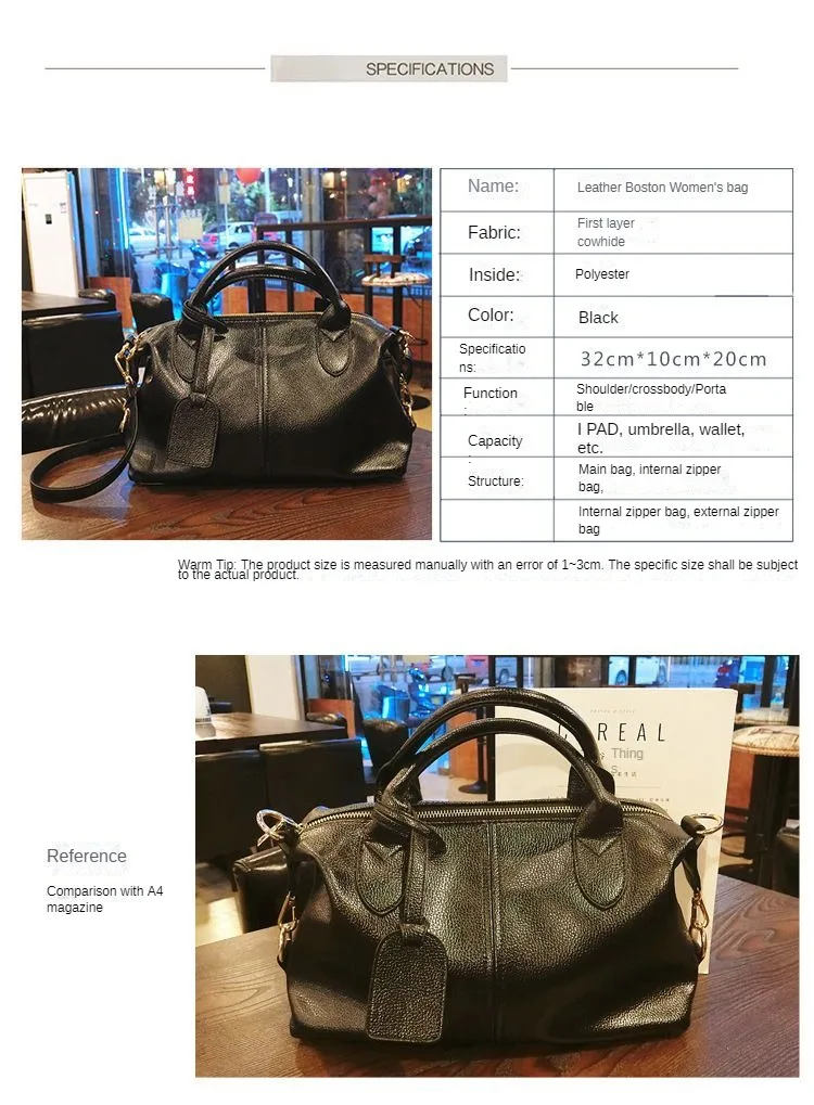 2024 New Fashion designer bag  Trendy Leather Tote BagSoft Leather tote Boston Bag with Zipper Luxury women bag Shoulder bag