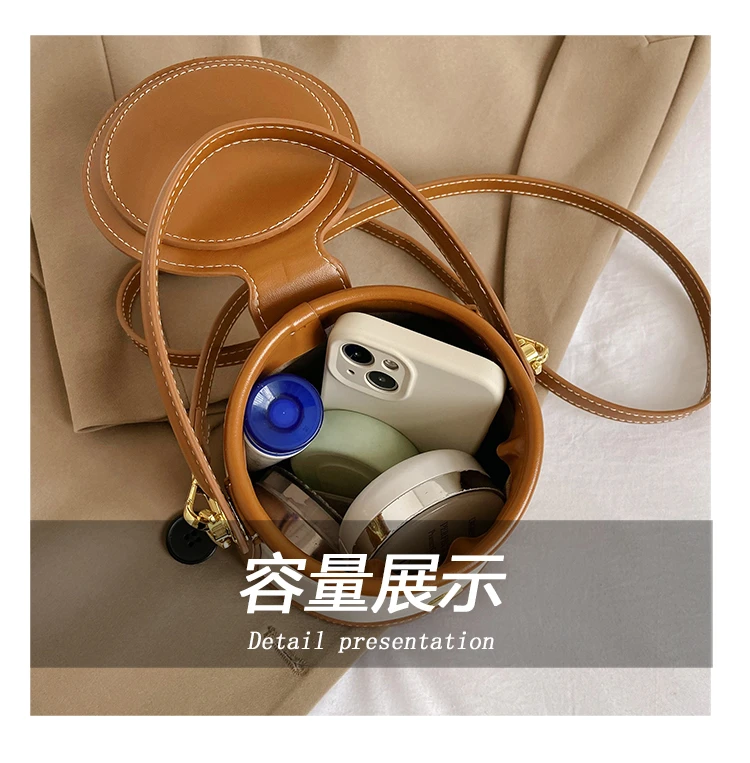 New Fashion Design Box Shape Cross Body Bag Female Short Handle Bag Cowhide Leather Women Small Shoulder Bag Bucket Bag