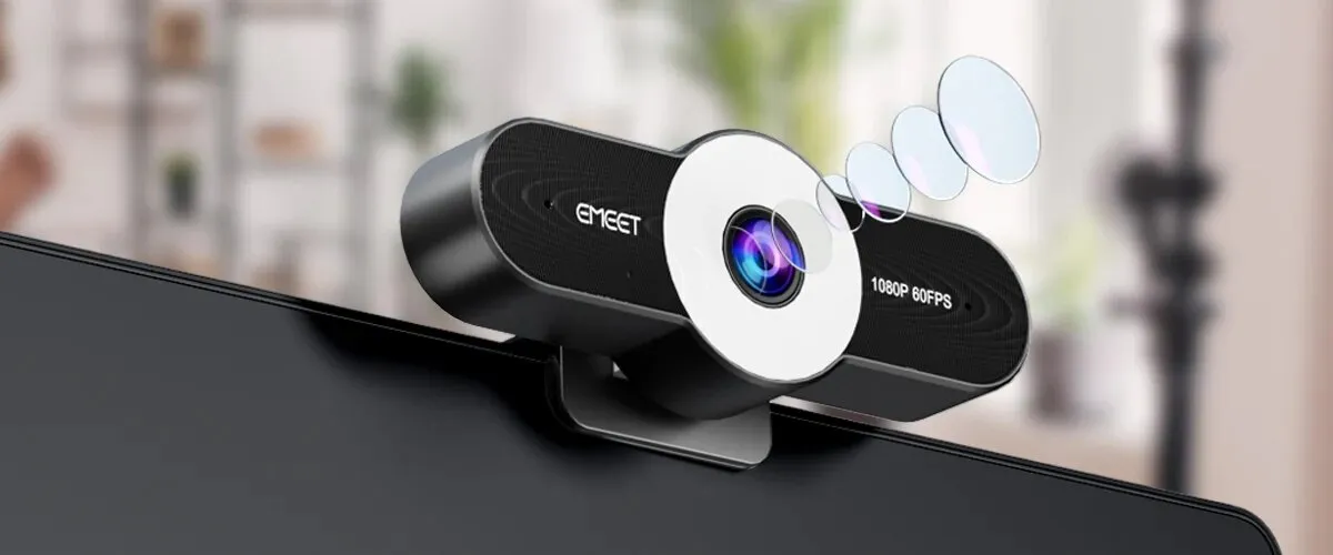 Webcam 1080P 60FPS Streaming Autofocus HD Web Camera with Three Level Light EMEET C970L PC Web Cam for Computer/Desktop/Laptop