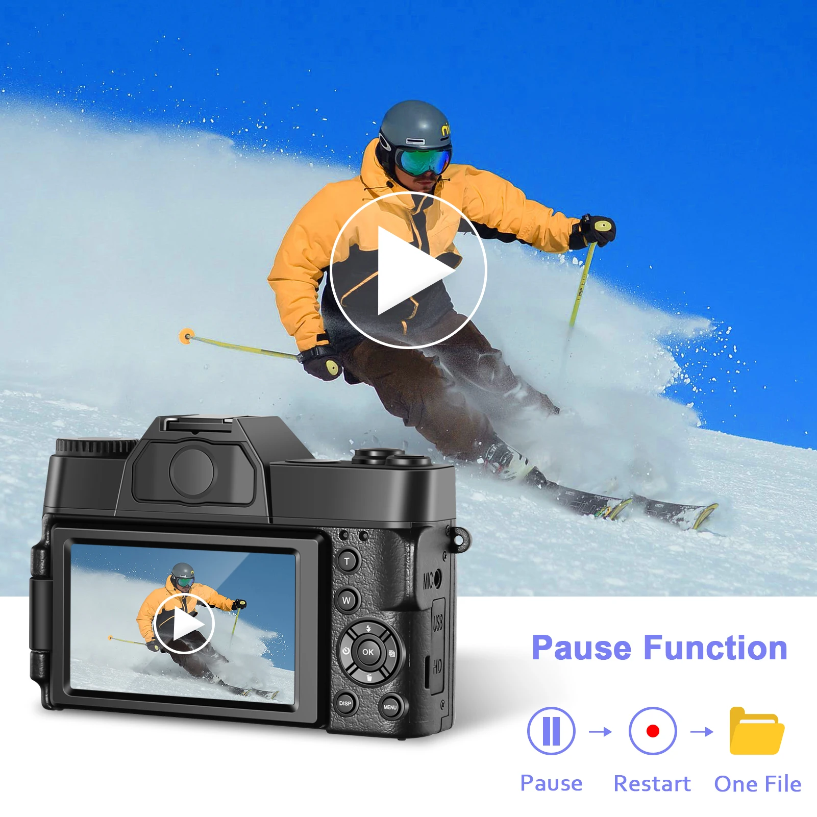 Digital Camera 48MP 4K Camera Vlogging Camera for YouTube 60FPS Auto Focus 16X Zoom Video Camera Camcorder New Recording Camera