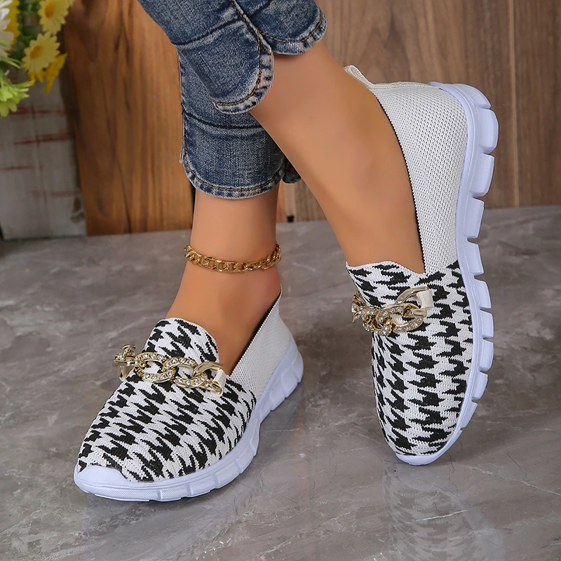 Women Platform Casual Shoe Summer Mesh Breathable Woman Sneakers Knitted Solid Color Slip-On Ladies Walking Shoes Female Flats