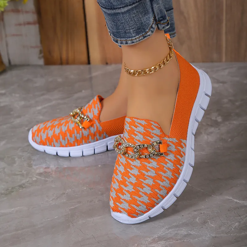 Women Platform Casual Shoe Summer Mesh Breathable Woman Sneakers Knitted Solid Color Slip-On Ladies Walking Shoes Female Flats