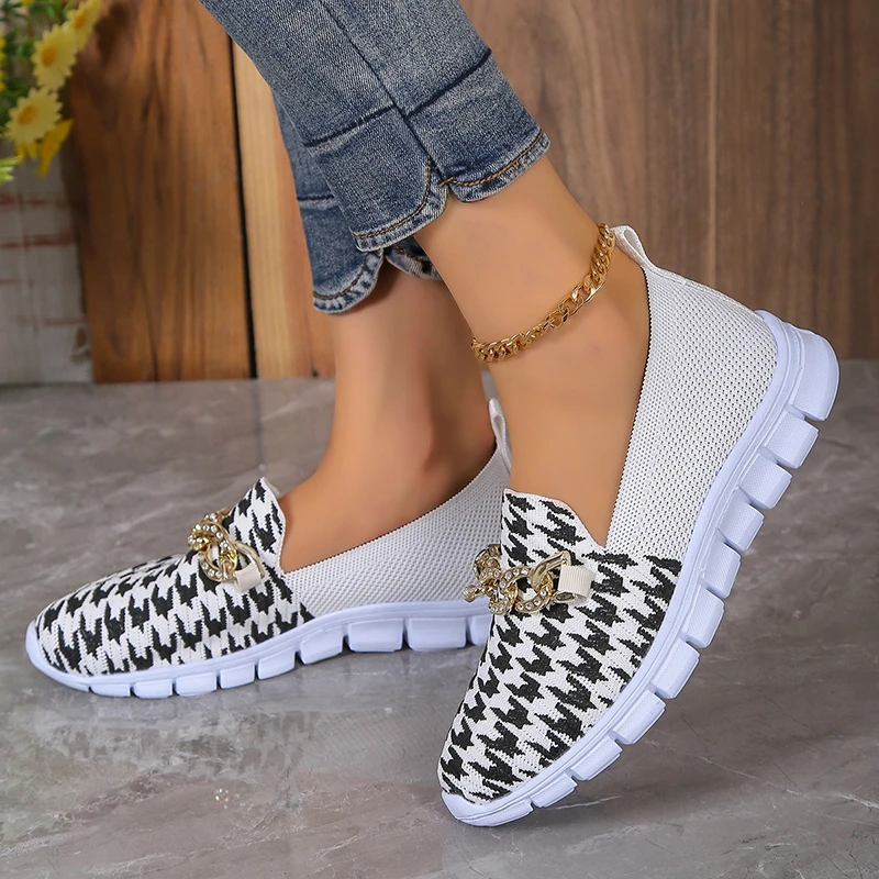 Women Platform Casual Shoe Summer Mesh Breathable Woman Sneakers Knitted Solid Color Slip-On Ladies Walking Shoes Female Flats