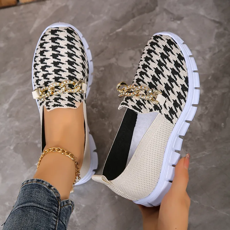 Women Platform Casual Shoe Summer Mesh Breathable Woman Sneakers Knitted Solid Color Slip-On Ladies Walking Shoes Female Flats