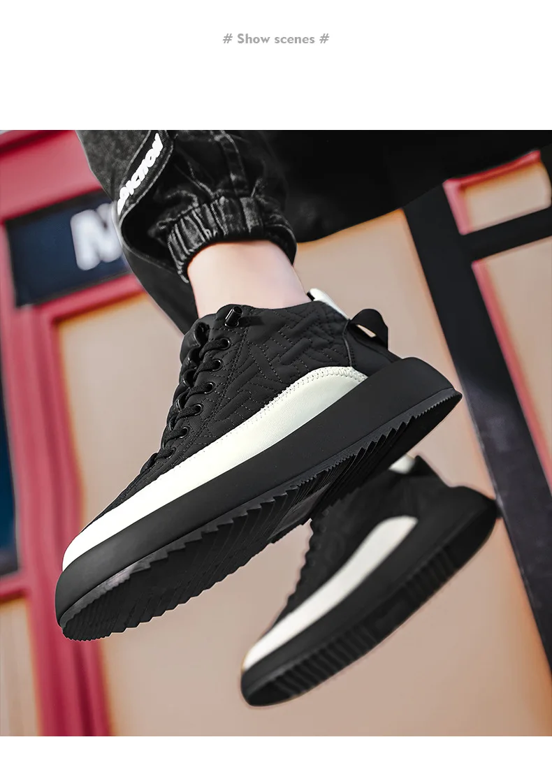 Men Chunky Casual Sneakers Youth Student Board Vulcanized Shoes Tennis Sport PU Slip-On Mix Color Skateboarding Walking Trainers