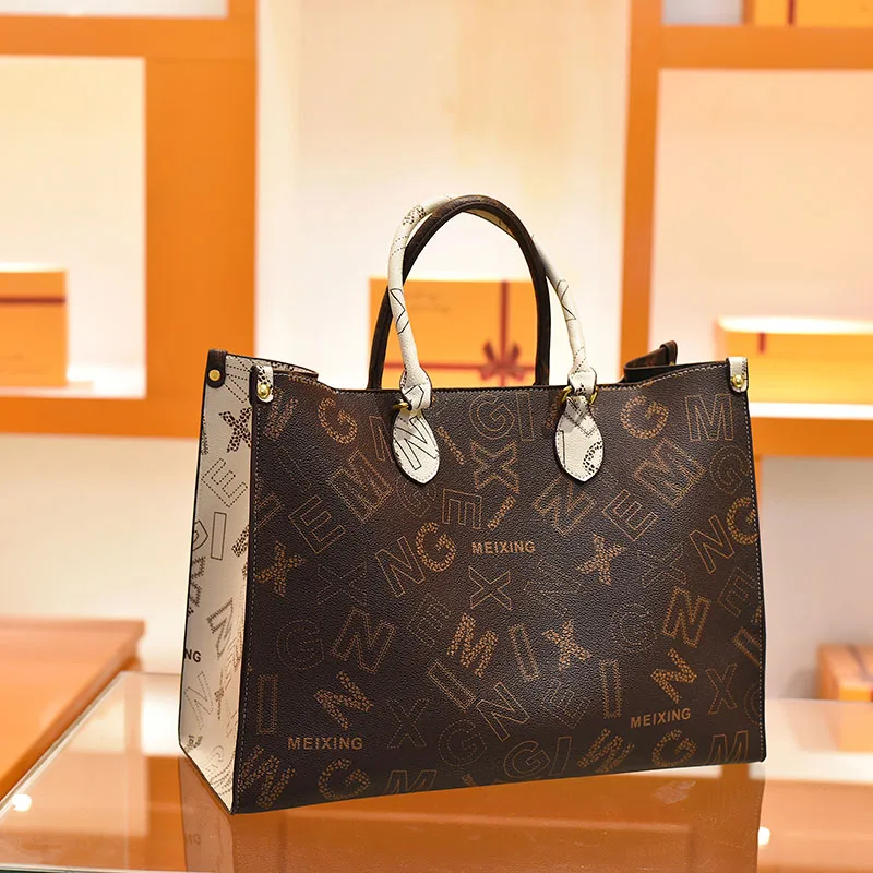 Big Women Letter PVC Leather Brand Purses And Handbag Designer Luxury Retro Large Capacity Monogram Lady Top-handle Tote Shopper