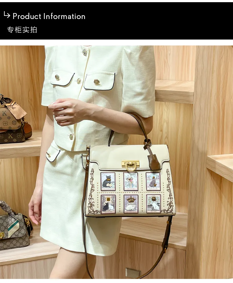 Light Luxury Brand Genuine Leather Handheld Women's Bag New 2024 Premium Feel Handheld Bag Designer Original Fashion Crossbody B