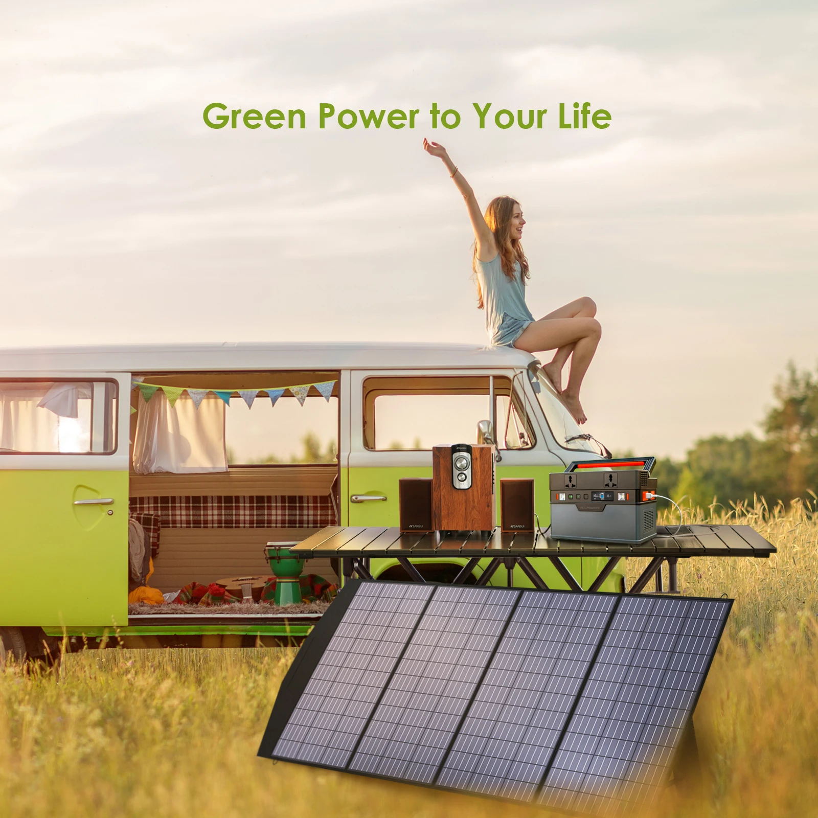 Solar Generator 1500W / 2000W / 2400W Portable Power Station (400W Solar Panel Include) for Power outage, Emergency,RV