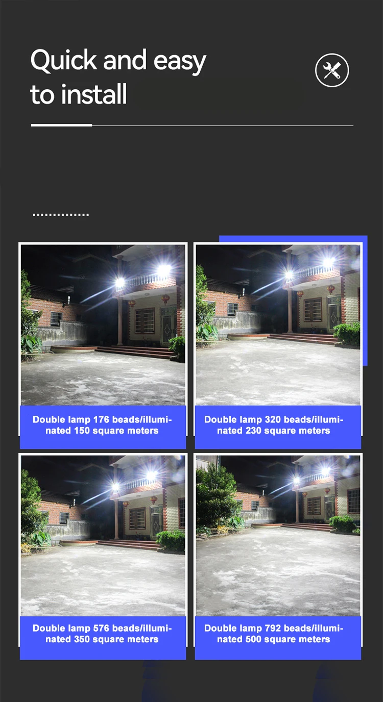 Outdoor Solar LED Aluminum Floodlight One Drive Two High Power Outdoor Garden Courtyard Lighting Waterproof Induction Spotlight