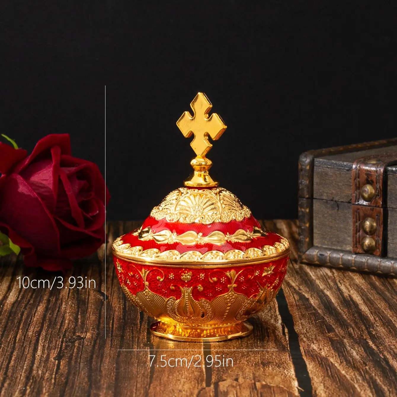 European-style gold-red zinc alloy hotel high-end storage dried fruit box household sugar bowl luxury metal hand-painted color c