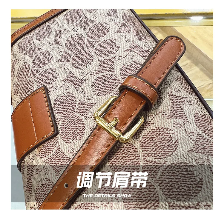 French Fashion Printed Retro Small Square Bag Shoulder Crossbody Bag Simple Women's Handbag High-quality PU Material