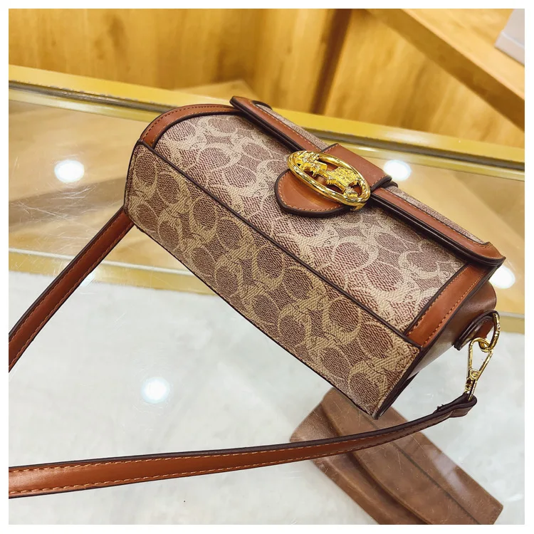 French Fashion Printed Retro Small Square Bag Shoulder Crossbody Bag Simple Women's Handbag High-quality PU Material