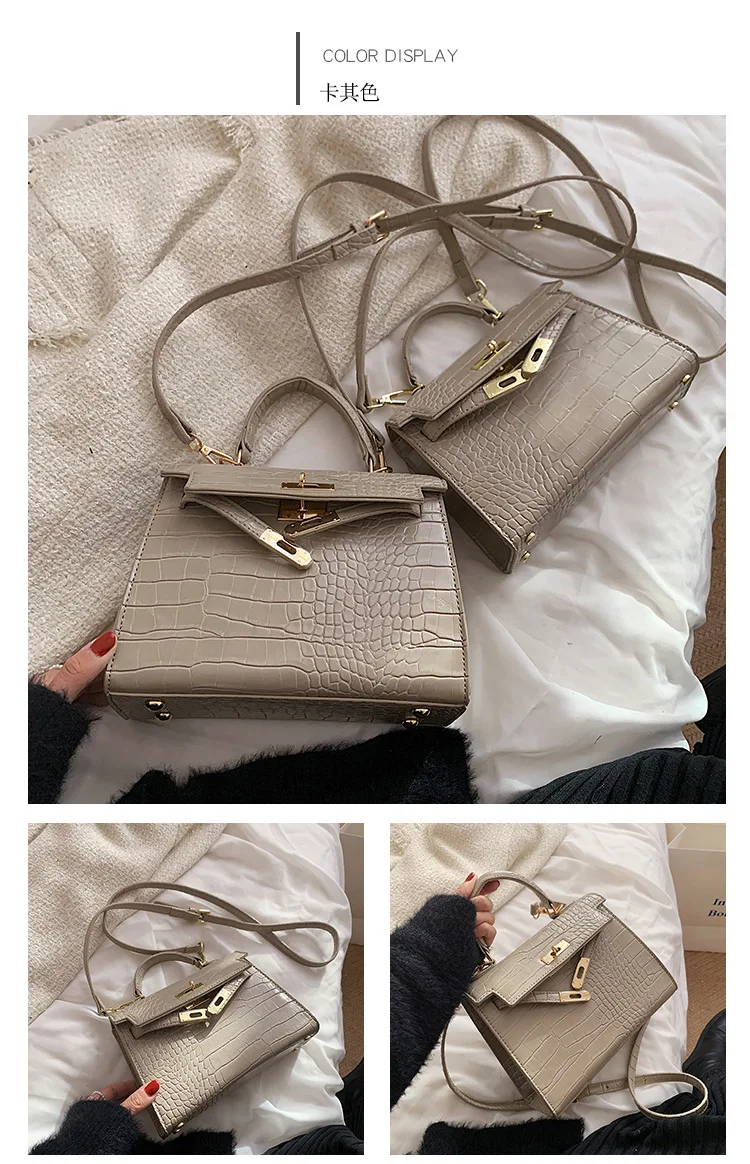 2024 French niche design stone pattern handbag women's autumn winter new texture handbag retro fashion crossbody bag