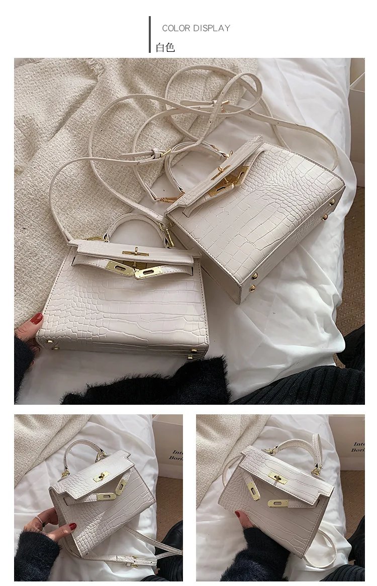 2024 French niche design stone pattern handbag women's autumn winter new texture handbag retro fashion crossbody bag