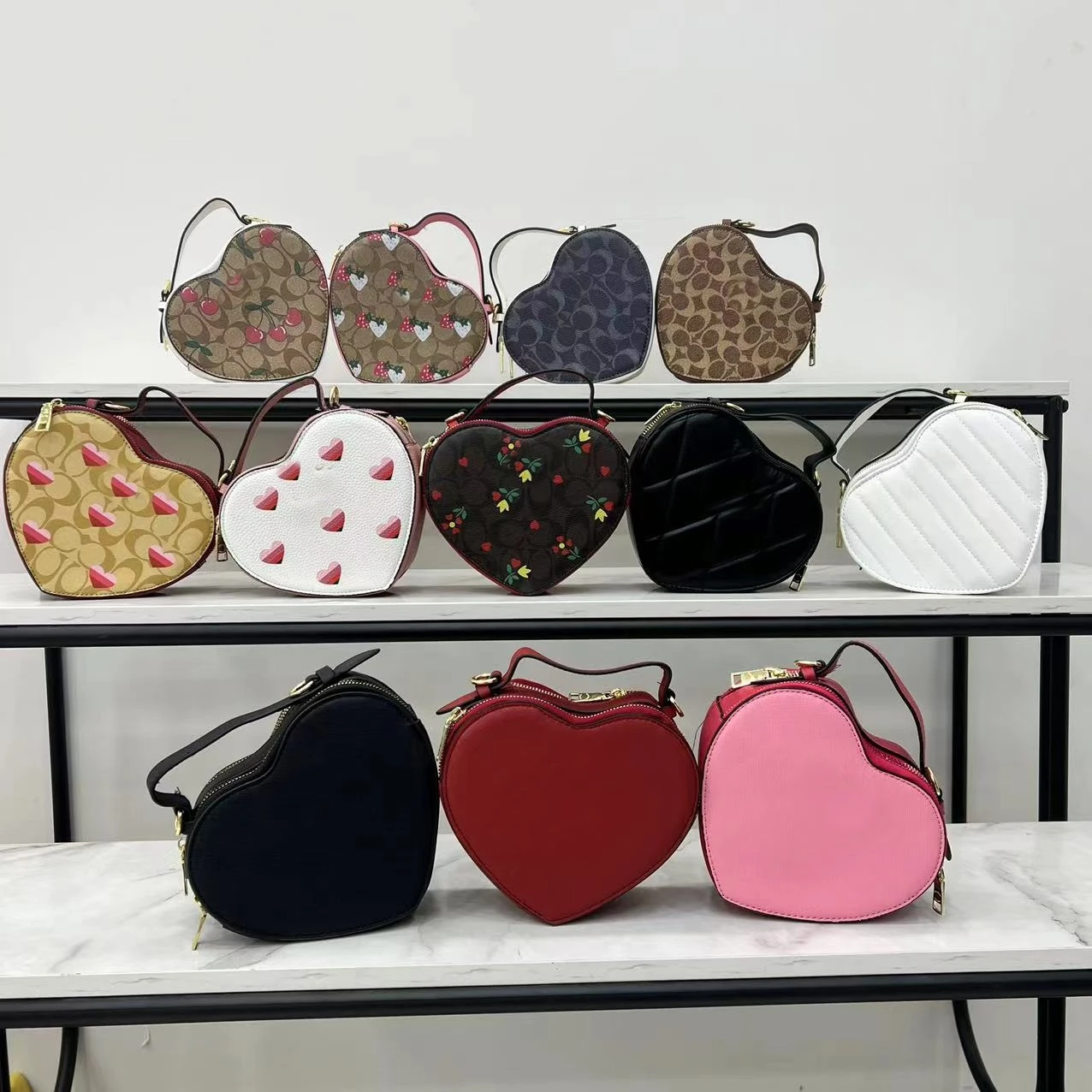New Luxury Heart Shape Handbags Women's Shoulder Bags Designer Cute Handbags Pu Leather Mini Hand Bags for Ladies Crossbody Bags