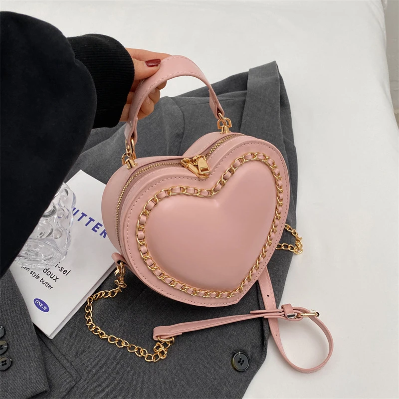 Fashion Love Heart Shape Shoulder Bags For Women Luxury Designer PU Leather Handbags Brand Female Chain Crossbody Purse Bag