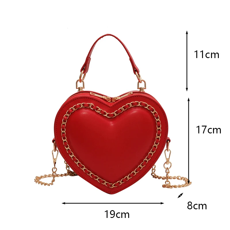 Fashion Love Heart Shape Shoulder Bags For Women Luxury Designer PU Leather Handbags Brand Female Chain Crossbody Purse Bag